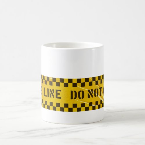 Police line do not cross yellow stripes coffee mug