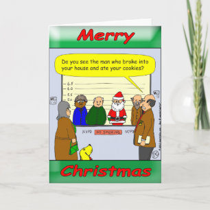 Police line up. Is Santa eating milk and cookies? Holiday Card