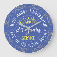 Police Long Service Award with Years Served Large Clock