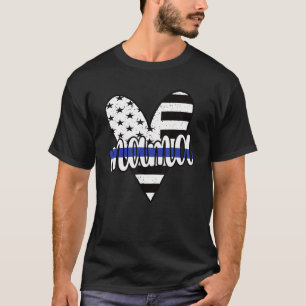 Police Mama Us Flag Proud Police Officer Mom Blue T-Shirt