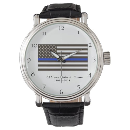  Police Man Officer Thin Blue Line Flag Men Watch