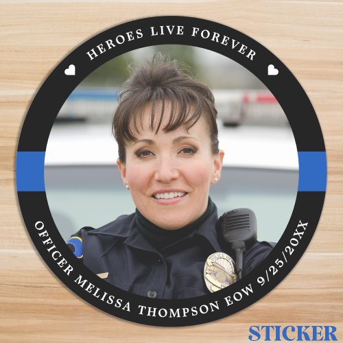 Police Memorial Fallen Officer Heroes Live Forever Classic Round Sticker