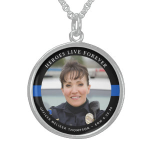 Police Memorial Fallen Officer Heroes Live Forever Sterling Silver Necklace
