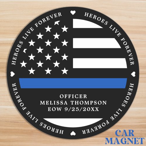 Police Memorial Fallen Officer Thin Blue Line Car Magnet