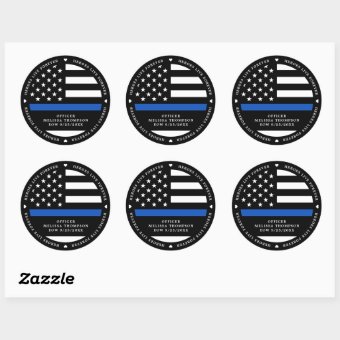 Police Memorial Fallen Officer Thin Blue Line Classic Round Sticker ...