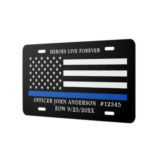 Aluminum Thin Blue Line License Sticker Blue Lives Matter Decal - In - Foto 8