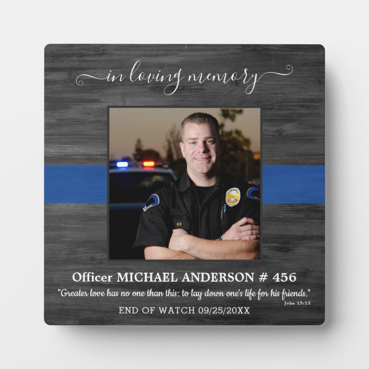 Police Memorial Law Enforcement In Loving Memory Plaque | Zazzle