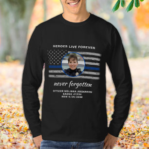 Police Memorial Officer Photo EOW Thin Blue Line  T-Shirt