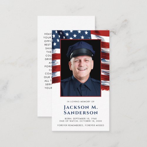 Police Memorial Patriotic Photo Prayer Card