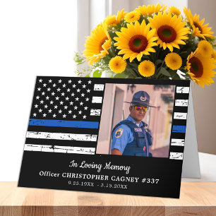 Police Memorial Sympathy Thin Blue Line Funeral  Letterpress Thank You Card