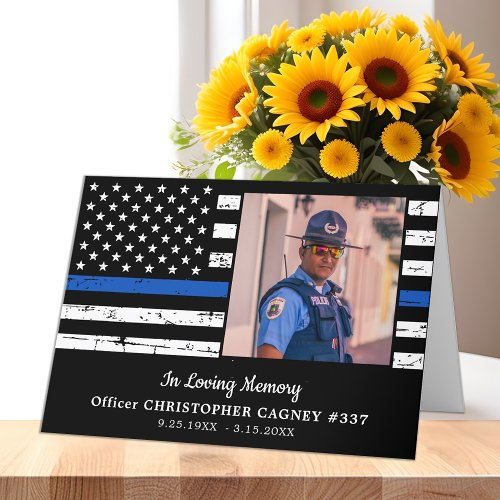 Police Memorial Sympathy Thin Blue Line Funeral  Thank You Card