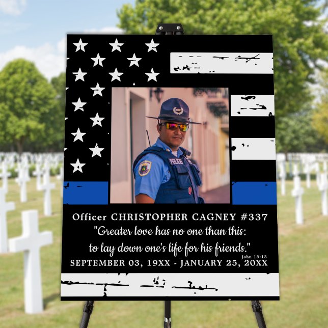 Police Memorial Thin Blue Line LEO Funeral Foam Board (Creator Uploaded)