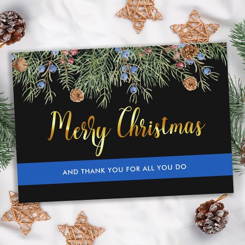 Police Merry Christmas Law Enforcement  Thank You Card
