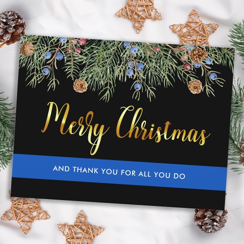 Police Merry Christmas Law Enforcement Thank You Postcard