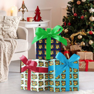 Police Merry Christmas Shield with Poinsettia Wrapping Paper Sheets