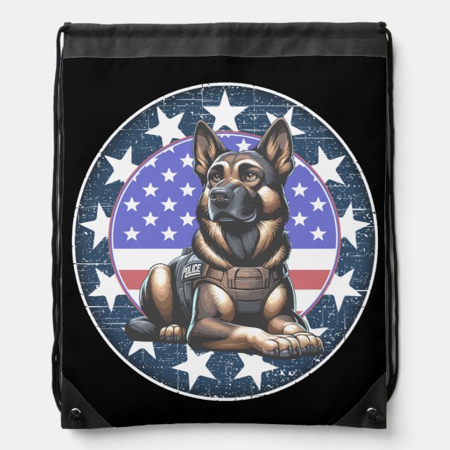 Police Military Dog K9 Unit Drawstring Bag (Front)