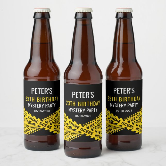 Police Murder Mystery Birthday Party Theme Beer Bottle Label (Bottles)