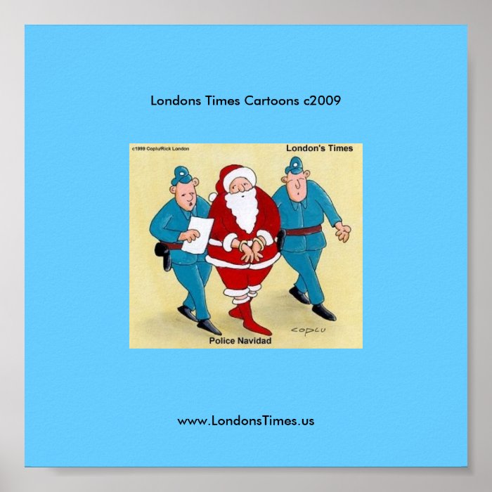 Police Navidad Funny Christmas Cartoon Poster