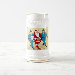 Police Navidad Funny Christmas Santa Gifts & Cards Beer Stein