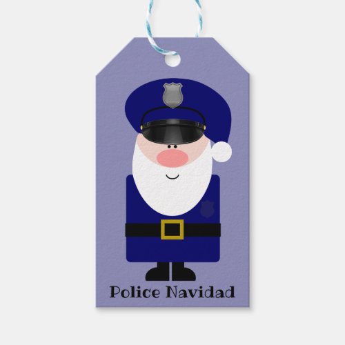 Police Navidad Santa Gift Tags