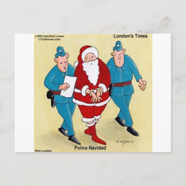 Police Navidad: Santa's Been Very Bad Holiday Postcard (Front)