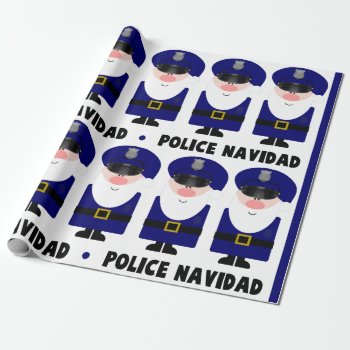 Police Navidad Wrapping Paper by ThinBlueLineDesign at Zazzle