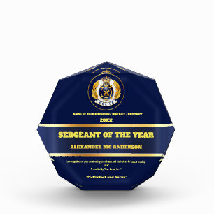 Police navy gold year end elegant policeman cop acrylic award
