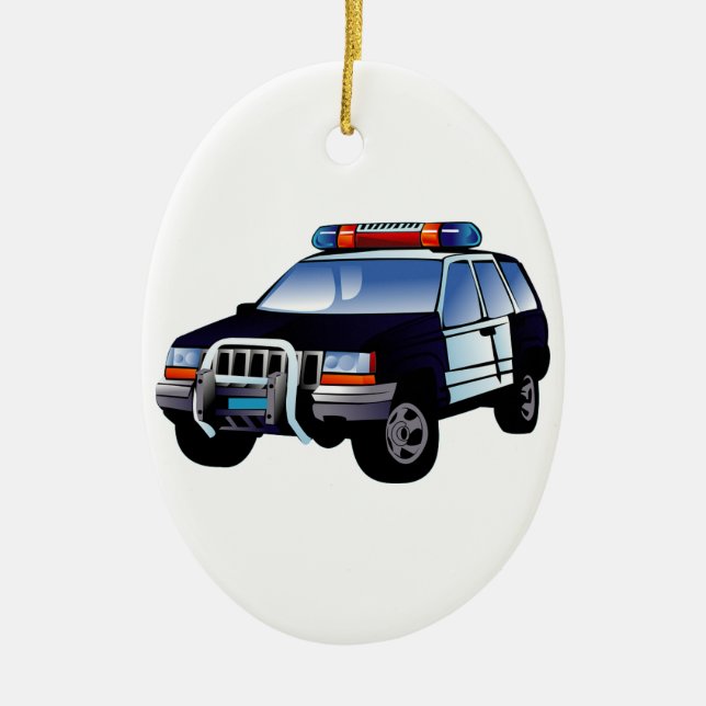 Police Office Design Car Digital Art Destiny Ceramic Ornament (Front)