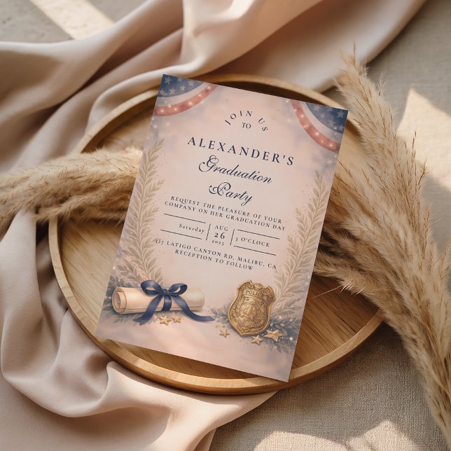 Police Officer Academy Milestone Graduation Invitation (Creator Uploaded)