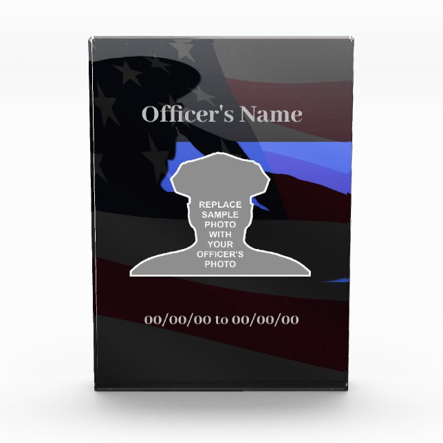 Police Officer Acrylic Memorial Plaque (Front)