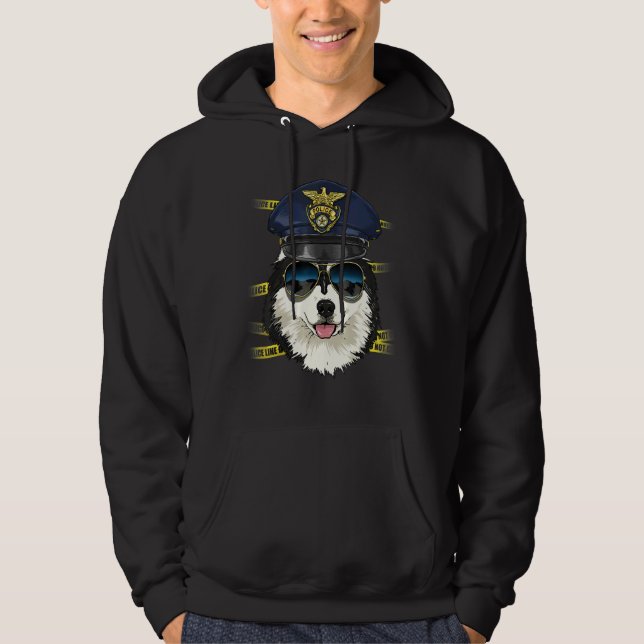 Police Officer Alaskan Malamute PD Cop Crime Scene Hoodie (Front)