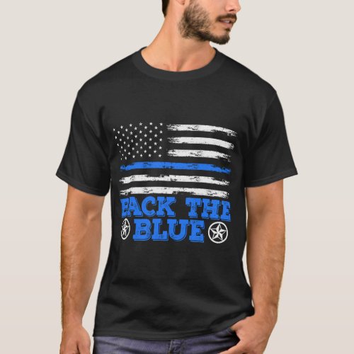 Police Officer American Flag Blue Line Police Supp T_Shirt