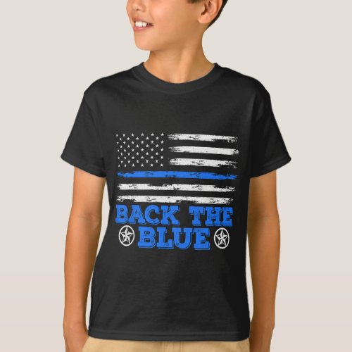 Police Officer American Flag Blue Line Police Supp T_Shirt