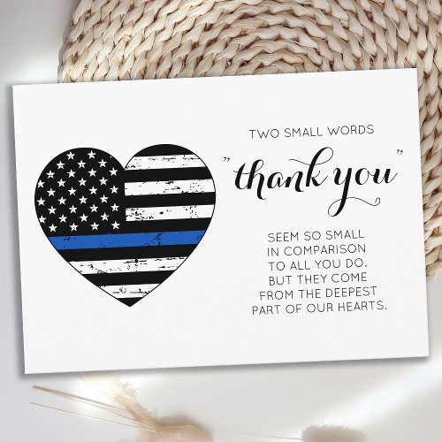 Police Officer American Flag Heart Law Enforcement Thank You Card
