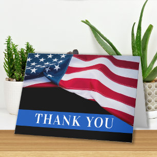 Police Officer American Flag Law Enforcement Letterpress Thank You Card