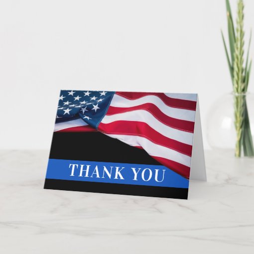 Police Officer American Flag Law Enforcement Thank You Card | Zazzle