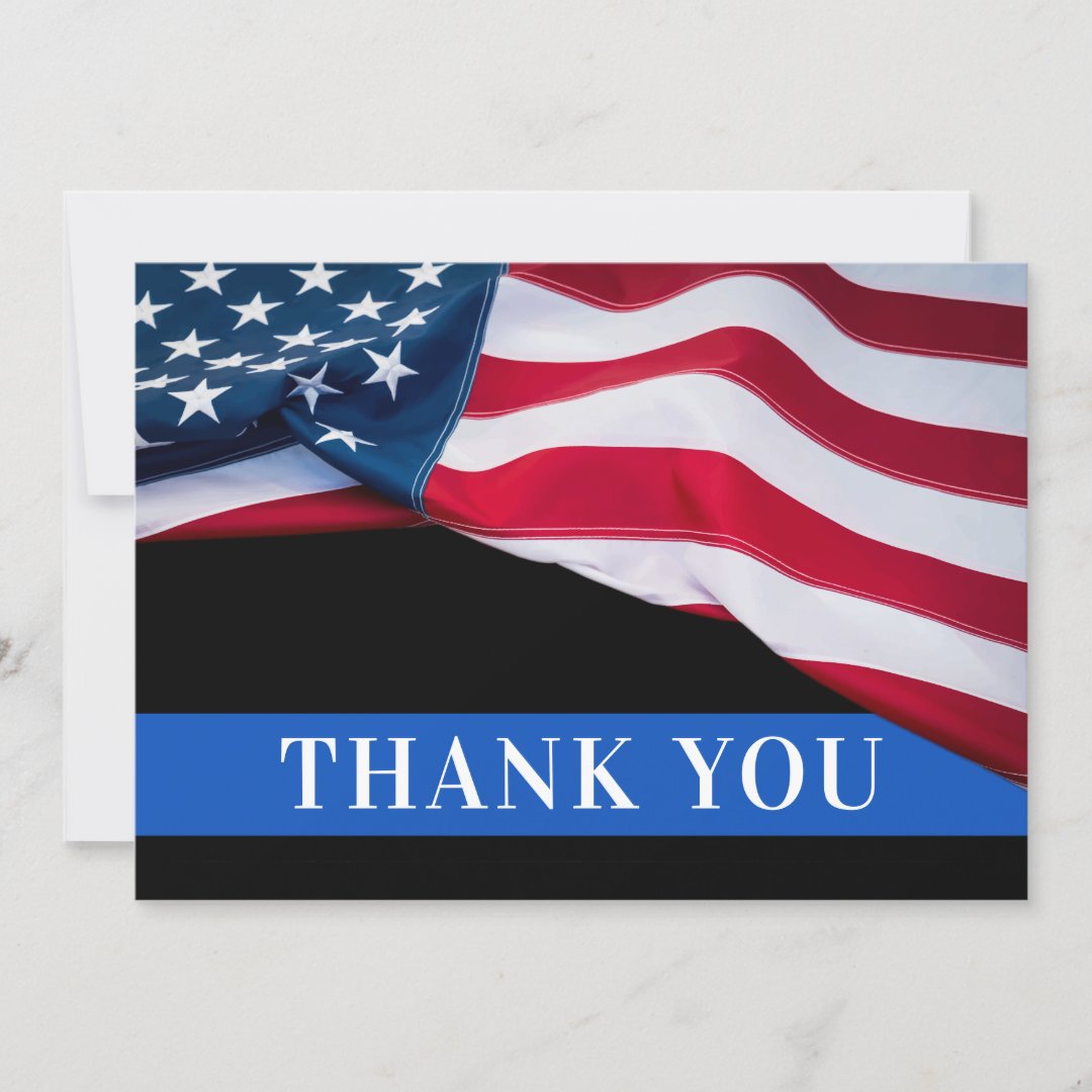 Police Officer American Flag Law Enforcement Thank You Card | Zazzle