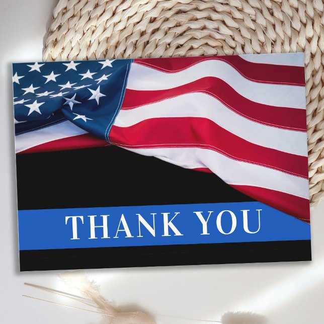 Police Officer American Flag Law Enforcement Thank You Card (Creator Uploaded)