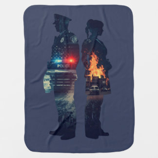 Police Officer and Nurse Couple Silhouette Baby Blanket