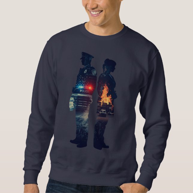 Police Officer and Nurse Couple Silhouette Sweatshirt (Front)