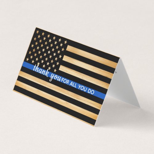 Police Officer Appreciation Blue Line Thank You Business Card