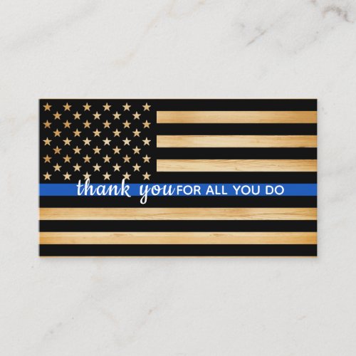 Police Officer Appreciation Rustic Flag Thank You Business Card