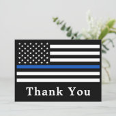 Police Officer Appreciation Thin Blue Line Flag Thank You Card | Zazzle