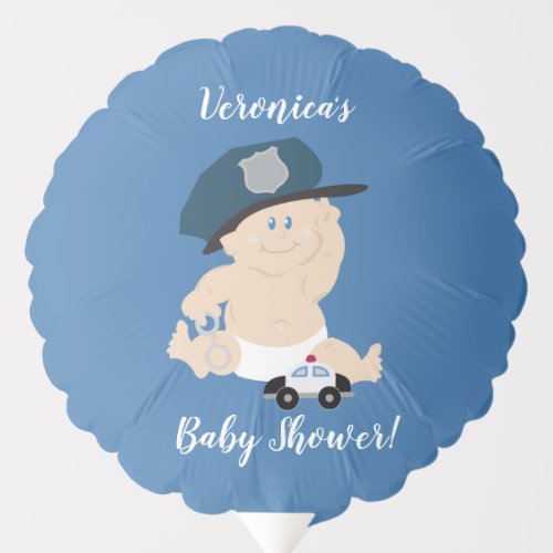 Police Officer Baby Cop Boy Baby Shower Balloon