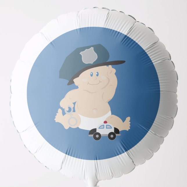 Police Officer Baby Cop Boy Baby Shower Balloon (Front)