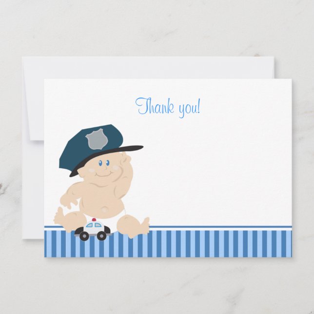 Police Officer Baby Cop Flat Thank you Note (Front)