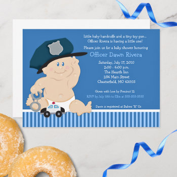 Police Officer Baby Pregnancy Shower Baby Cop Invitation by allpetscherished at Zazzle