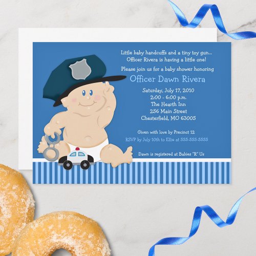 POLICE OFFICER Cop Baby Shower Invitation 5x7