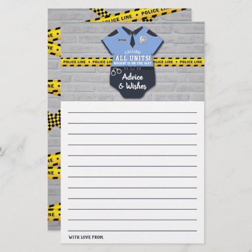 Police Officer Baby Shower Advice Cards
