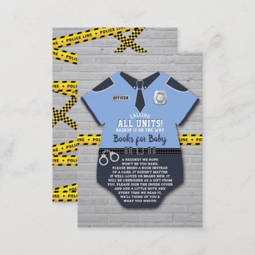 Police Officer Baby Shower Book Request Enclosure Card